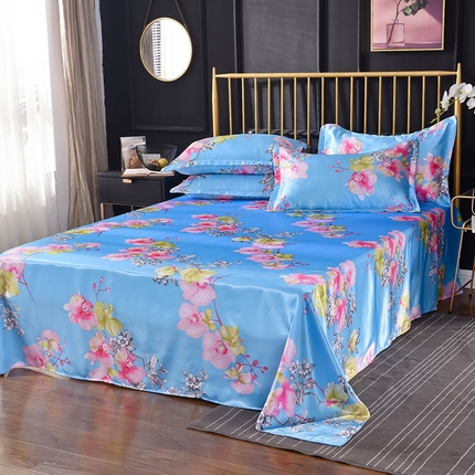 91家纺网 家纺一手货源 找家纺 经年 2025新款冰丝单件印花单床单 凝听花意