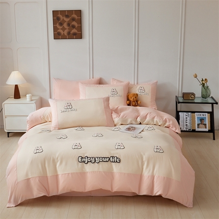 91家纺网 家纺一手货源 找家纺 （总）盛秋家纺 2025新款云朵棉毛巾绣四件套-哈尼