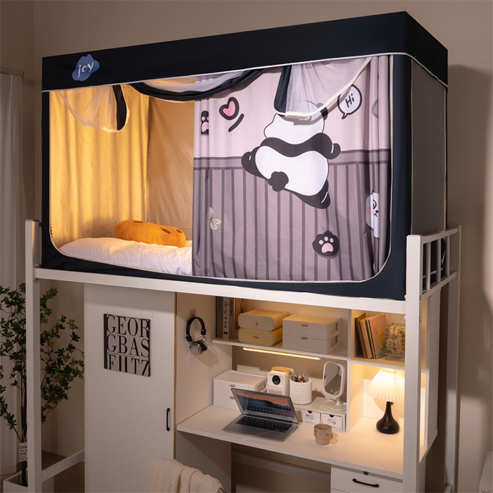 91家纺网 家纺一手货源 找家纺 新太阳蚊帐 2025新款涂层遮光防蚊款学生床帘 翻墙熊猫