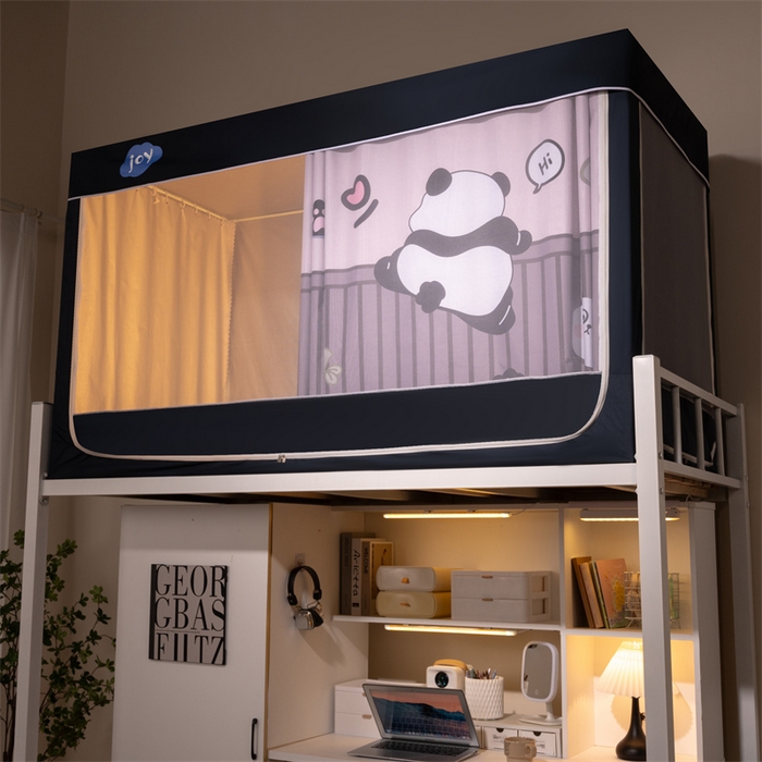 91家纺网 家纺一手货源 找家纺 新太阳蚊帐 2025新款涂层遮光防蚊款学生床帘 翻墙熊猫