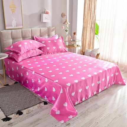 91家纺网 家纺一手货源 找家纺 经年 2025新款冰丝单件印花单床单 心纹心语