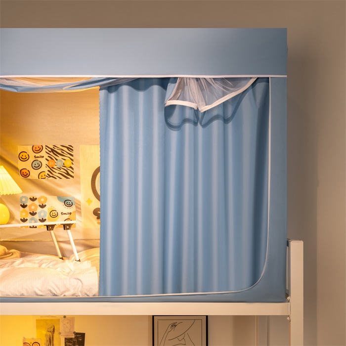 91家纺网 家纺一手货源 找家纺 新太阳蚊帐 2025新款涂层遮光防蚊款学生床帘 纯色涂银款浅蓝色