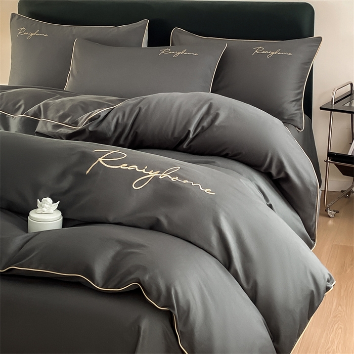 91家纺网 家纺一手货源 找家纺 慕色家纺 2024新款全棉刺绣四件套轻奢系列 轻奢-高级灰