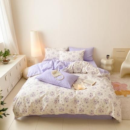 91家纺网 家纺一手货源 找家纺 嘉汀兰家居 2024新款40s全棉印花四件套系列  海棠花未眠