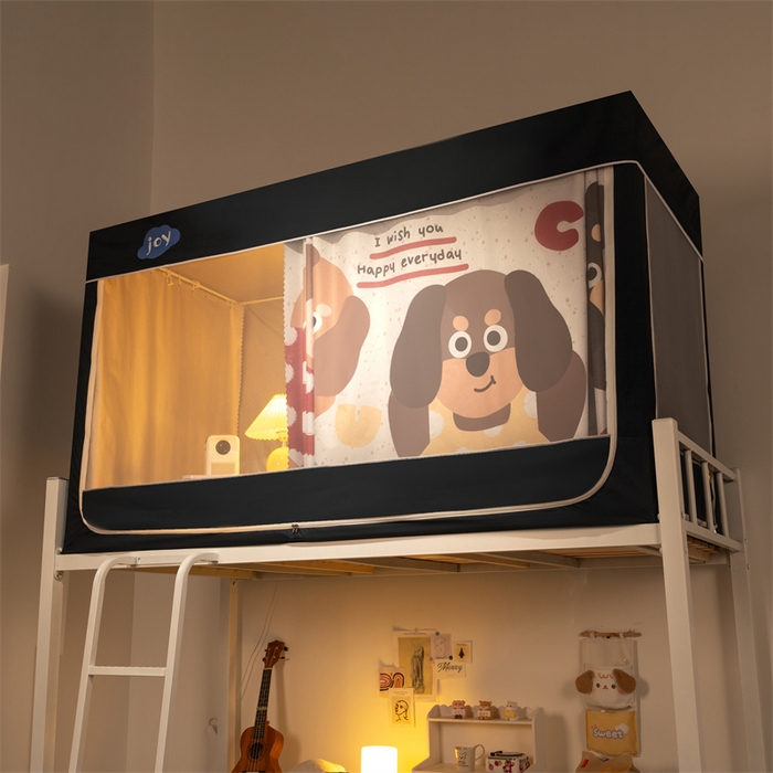 91家纺网 家纺一手货源 找家纺 新太阳蚊帐 2025新款涂层遮光防蚊款学生床帘 大耳狗