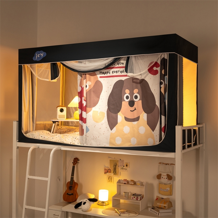 91家纺网 家纺一手货源 找家纺 新太阳蚊帐 2025新款涂层遮光防蚊款学生床帘 大耳狗