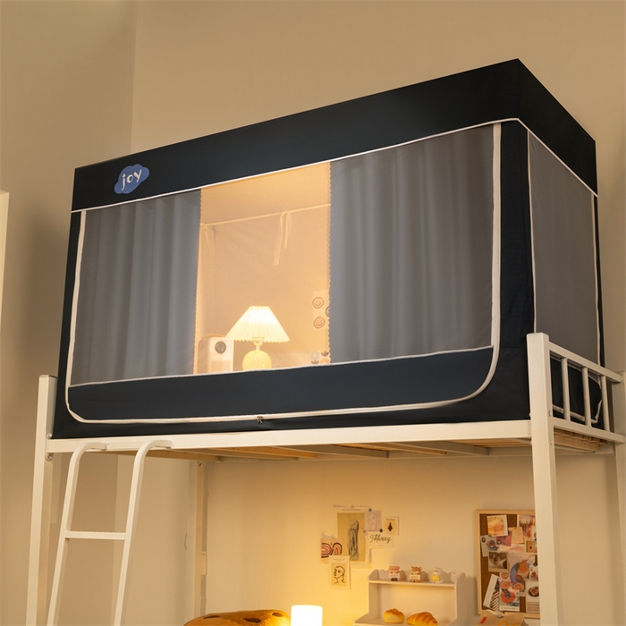 91家纺网 家纺一手货源 找家纺 新太阳蚊帐 2025新款涂层遮光防蚊款学生床帘 纯色涂银藏蓝色