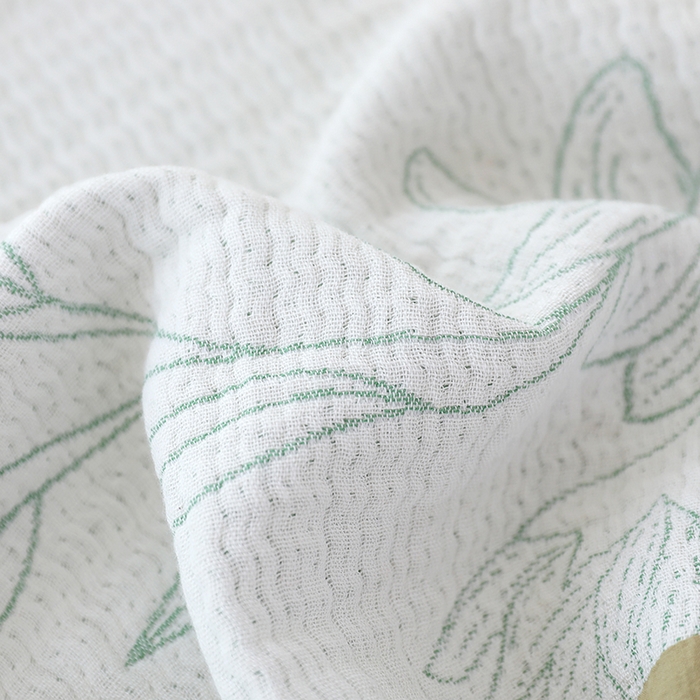 91家纺网 家纺一手货源 找家纺 朴尔家纺-毛巾被 2024新款韩式花边四层纱枕巾纯棉竹纤维加大成人纱布枕头巾 怒放-绿-52*78cm