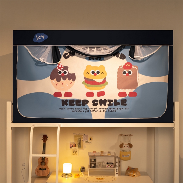 91家纺网 家纺一手货源 找家纺 新太阳蚊帐 2025新款涂层遮光防蚊款学生床帘 汉堡曲奇甜甜圈