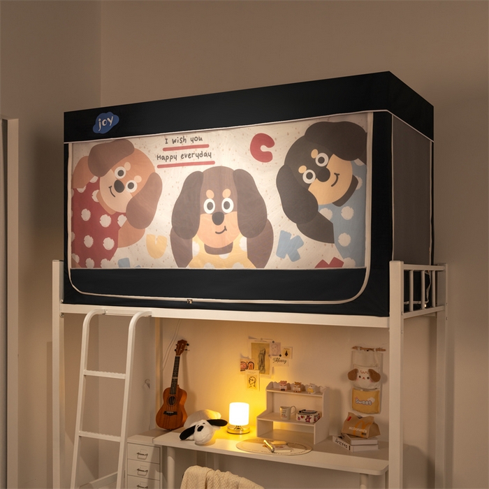 91家纺网 家纺一手货源 找家纺 新太阳蚊帐 2025新款涂层遮光防蚊款学生床帘 大耳狗