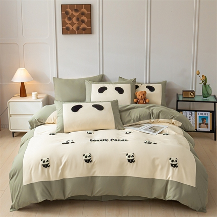 91家纺网 家纺一手货源 找家纺 （总）盛秋家纺 2025新款云朵棉毛巾绣四件套-哈尼