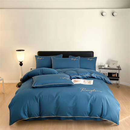 慕色家纺 2024新款全棉刺绣四件套轻奢系列 轻奢-宝石蓝