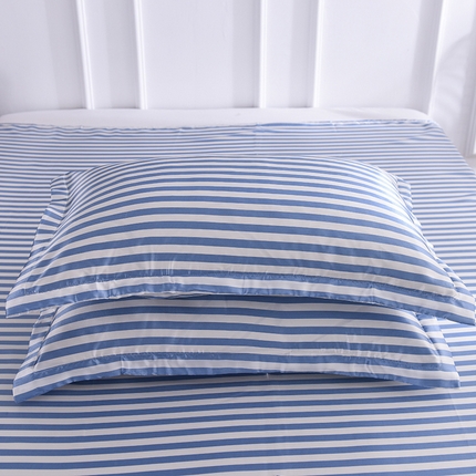 91家纺网 家纺一手货源 找家纺 经年 2025新款条纹丝绸冰丝单枕套 蓝中条