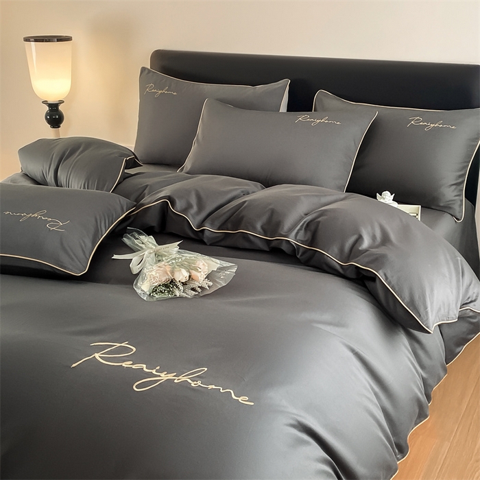 91家纺网 家纺一手货源 找家纺 慕色家纺 2024新款全棉刺绣四件套轻奢系列 轻奢-高级灰