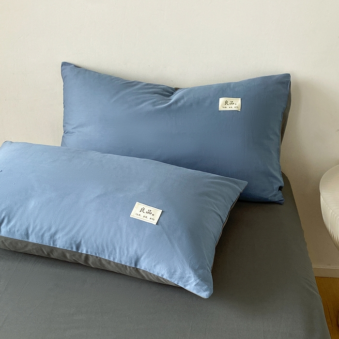 91家纺网 家纺一手货源 找家纺 琪格格纺织 2024新款40支13372纯棉良品系列四件套 1良品 深蓝配深灰