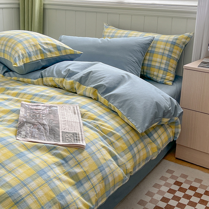 91家纺网 家纺一手货源 找家纺 琪格格纺织 2024新款40支13372纯棉良品系列四件套 星空黄