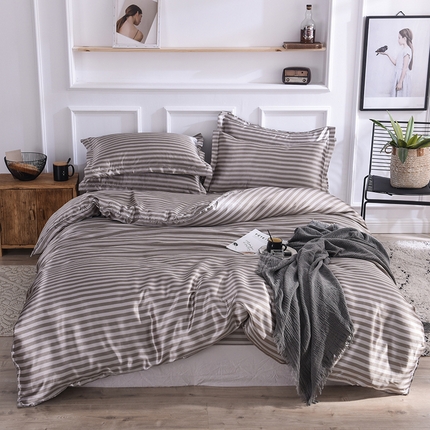 91家纺网 家纺一手货源 找家纺 （总）9 经年：2025年条纹丝绸冰丝水洗真丝四件套 直播爆款