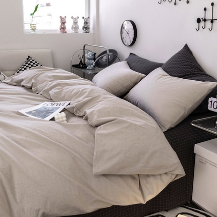 91家纺网 家纺一手货源 找家纺 （总）羋多（原穆琪） 2024新款A类全棉色织水洗棉纯色四件套