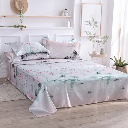 91家纺网 家纺一手货源 找家纺 经年 2025新款冰丝单件印花单床单 山水之恋