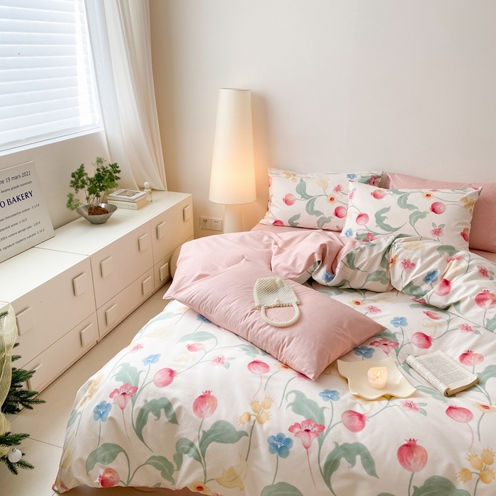 91家纺网 家纺一手货源 找家纺 嘉汀兰家居 2024新款40s全棉印花四件套系列  时留