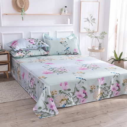 91家纺网 家纺一手货源 找家纺 经年 2025新款冰丝单件印花单床单 雀上枝头