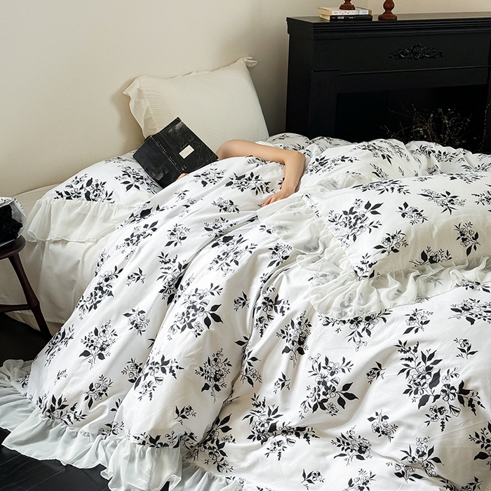 91家纺网 家纺一手货源 找家纺 （总）窝米 2024新款纯棉法式复古雪纺大花边四件套