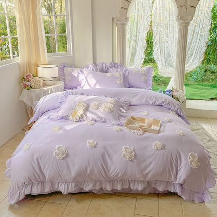 91家纺网 家纺一手货源 找家纺 （总）米可 2025新款云朵棉立体盘花刺绣四件套