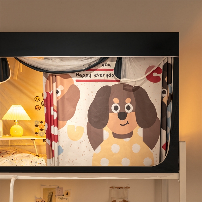 91家纺网 家纺一手货源 找家纺 新太阳蚊帐 2025新款涂层遮光防蚊款学生床帘 大耳狗