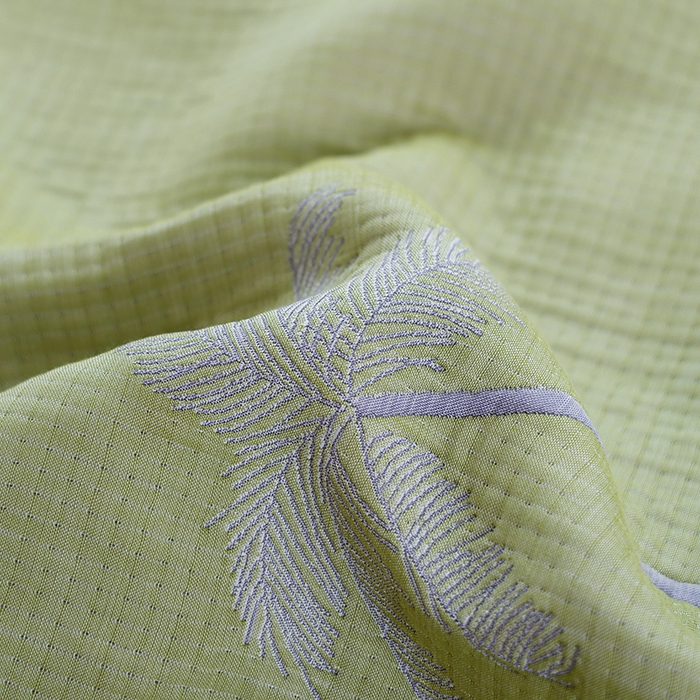 91家纺网 家纺一手货源 找家纺 朴尔家纺-毛巾被 2024新款柔绵绵风贝壳针复合工艺六层纱布枕巾 海岛椰林-绿枕巾