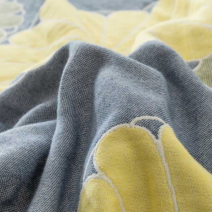 91家纺网 家纺一手货源 找家纺 朴尔家纺-毛巾被 2024新款四层韩版碎花风全棉纱布毛巾被 橘子物语-深灰