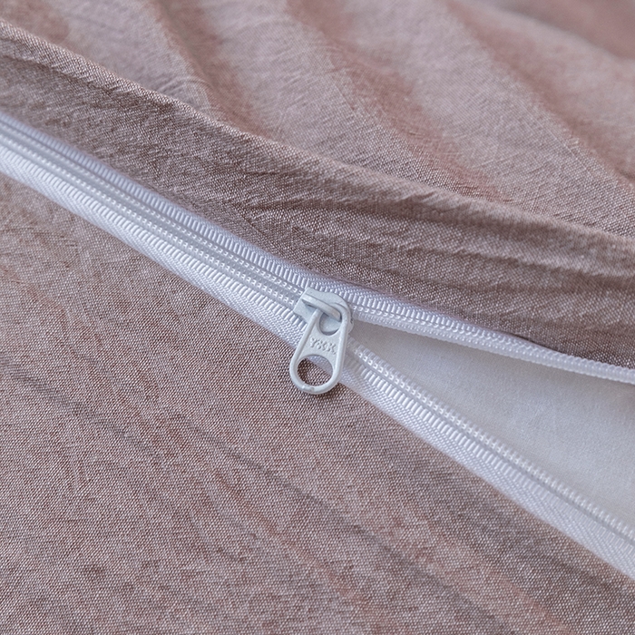 91家纺网 家纺一手货源 找家纺 羋多（原穆琪） 2024新款A类全棉色织水洗棉纯色四件套 豆沙混搭深灰