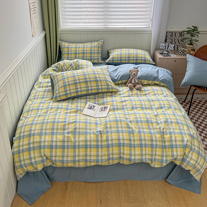 91家纺网 家纺一手货源 找家纺 琪格格纺织 2024新款40支13372纯棉良品系列四件套 星空黄