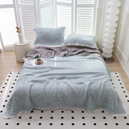 91家纺网 家纺一手货源 找家纺 （总）朴尔家纺-毛巾被 2024新款韩式花边纯棉竹纤维加大成人纱布毛巾被