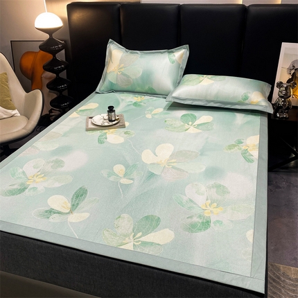 91家纺网 家纺一手货源 找家纺 席佬大2025新款A类数码印花冰藤软凉席 苍兰