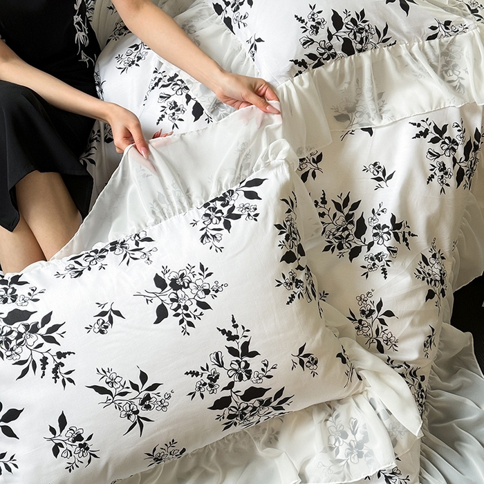 91家纺网 家纺一手货源 找家纺 （总）窝米 2024新款纯棉法式复古雪纺大花边四件套