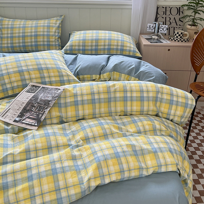 91家纺网 家纺一手货源 找家纺 琪格格纺织 2024新款40支13372纯棉良品系列四件套 星空黄