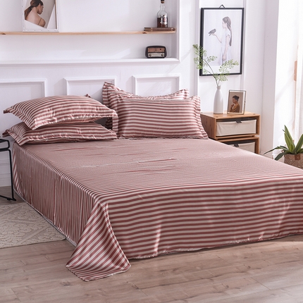 91家纺网 家纺一手货源 找家纺 （总）9经年 2025新款条纹丝绸冰丝水洗真丝单床单 直播爆款