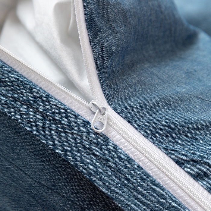 91家纺网 家纺一手货源 找家纺 羋多（原穆琪） 2024新款A类全棉色织水洗棉纯色四件套 素蓝