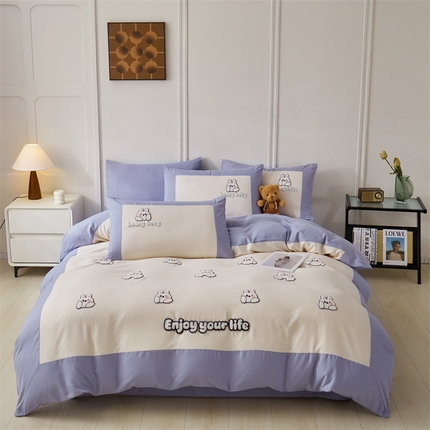 91家纺网 家纺一手货源 找家纺 （总）盛秋家纺 2025新款云朵棉毛巾绣四件套-哈尼