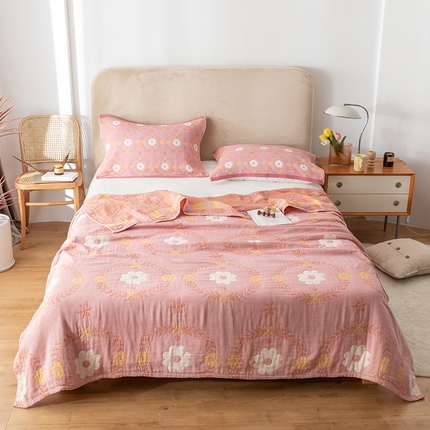 91家纺网 家纺一手货源 找家纺 （总）朴尔家纺-毛巾被 2024新款四层韩版碎花风全棉纱布毛巾被