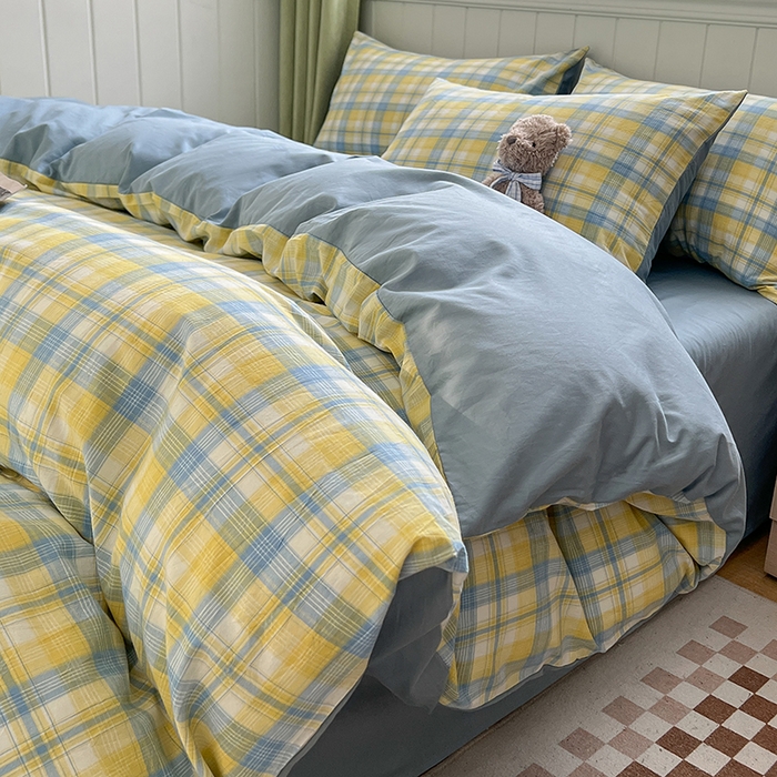 91家纺网 家纺一手货源 找家纺 琪格格纺织 2024新款40支13372纯棉良品系列四件套 星空黄