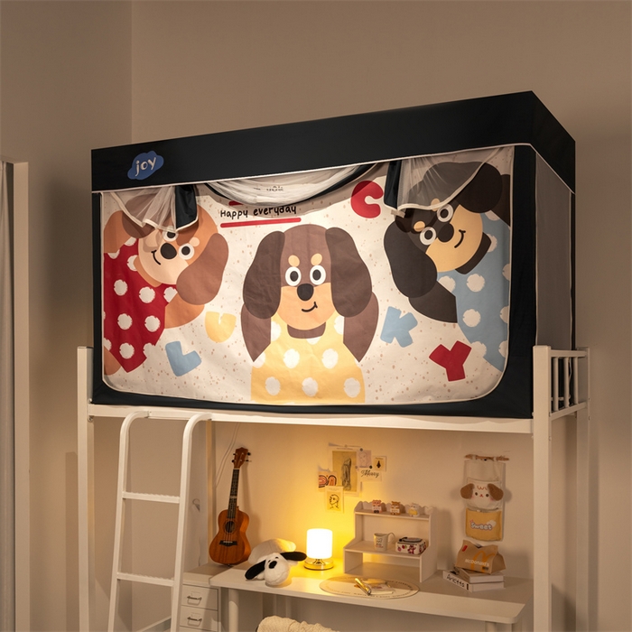 91家纺网 家纺一手货源 找家纺 新太阳蚊帐 2025新款涂层遮光防蚊款学生床帘 大耳狗