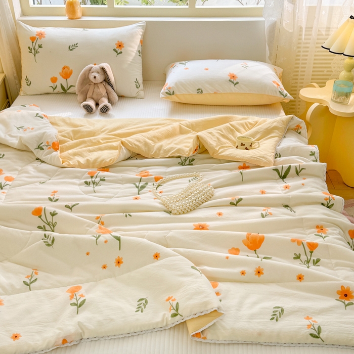 91家纺网 家纺一手货源 找家纺 寐居家纺 2024新款水洗棉小花边夏被 恋语