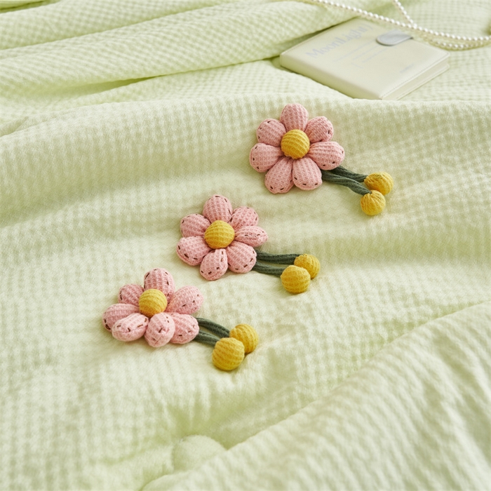 91家纺网 家纺一手货源 找家纺 恒爱 2024新款泡泡公主床盖款夏被四件套 泡泡公主-抹茶绿