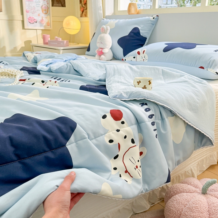 91家纺网 家纺一手货源 找家纺 寐居家纺 2024新款水洗棉小花边夏被 星光汇