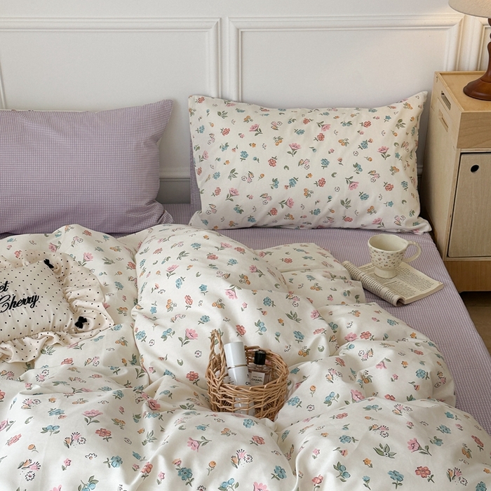 91家纺网 家纺一手货源 找家纺 昔可家纺 2024新款春日小碎花系列四件套 春日静香