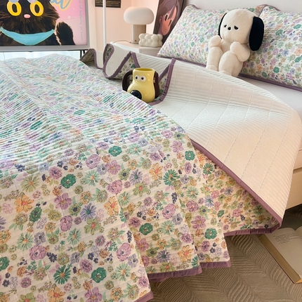 HL原创 2024新款全棉印花床盖 紫萱