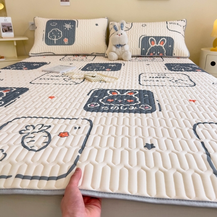 希廷顿 2024新款加厚凉感丝乳胶凉席三件套 萝卜兔