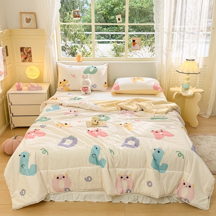 寐居家纺 2024新款水洗棉小花边夏被 萌趣