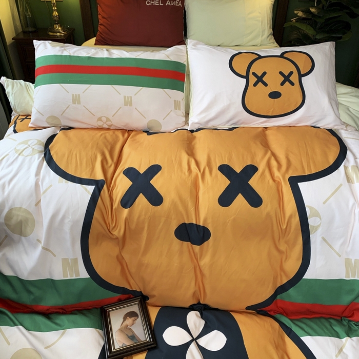 91家纺网 家纺一手货源 找家纺 花沐 2024新款云朵水洗棉四件套 【云朵棉】大酷熊